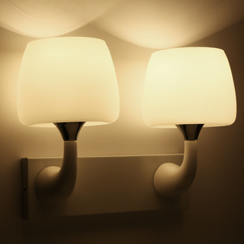 Luoxin White single head double head mushroom simple wall lamp white glass lampshade led bedside lamp bathroom corridor lamp